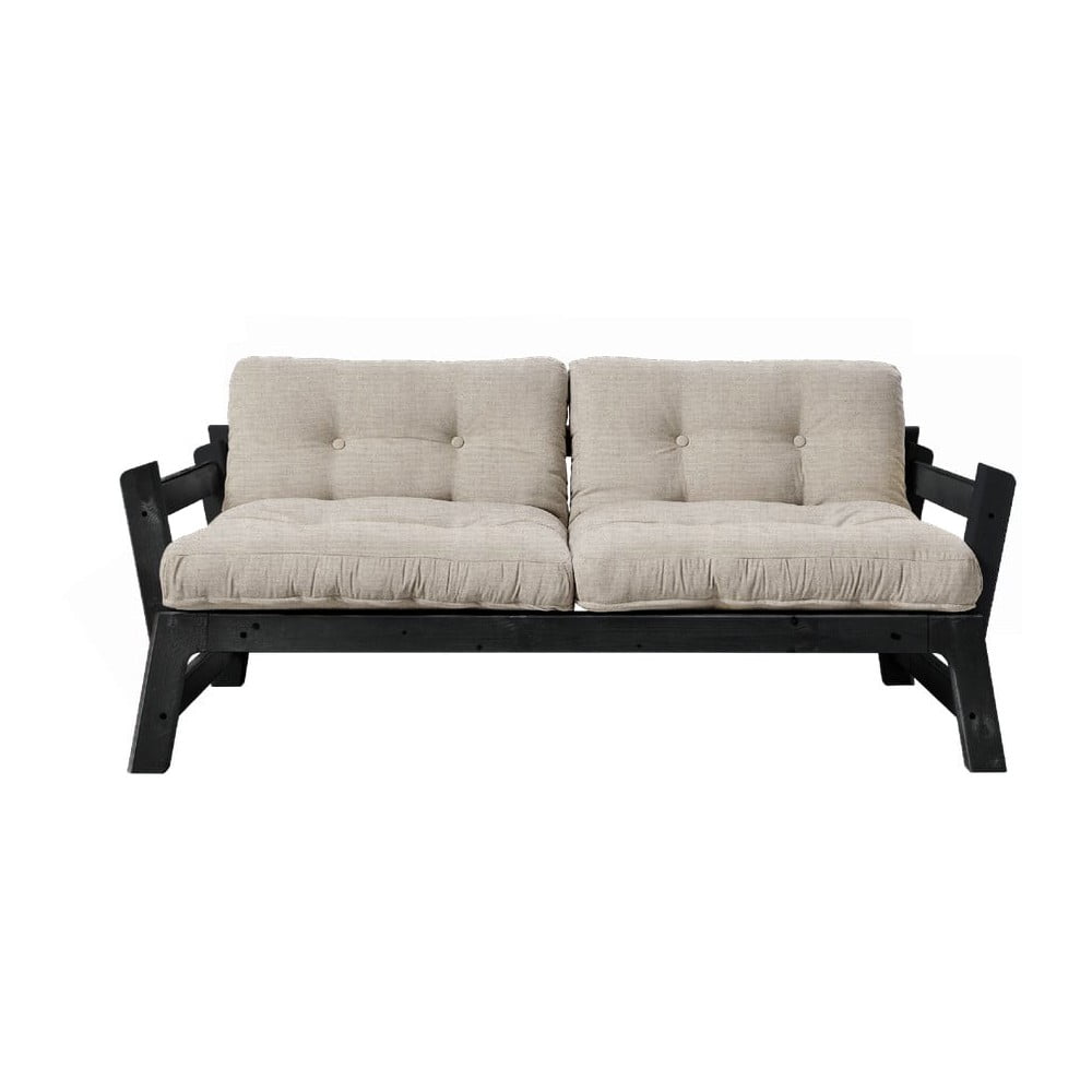 Sofa rozkładana z beżowym lnianym pokryciem Karup Design Step Black/Linen