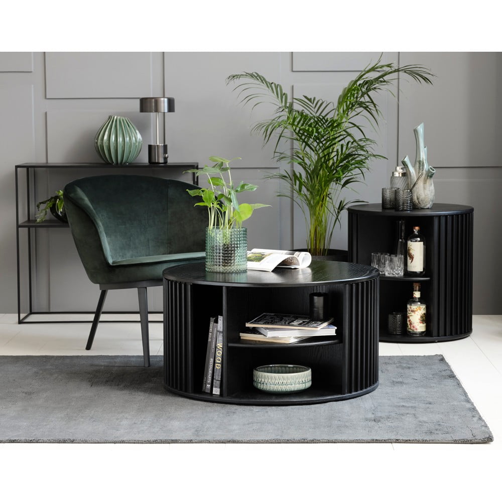 Czarny okrągły stolik ø 85 cm Siena – Unique Furniture