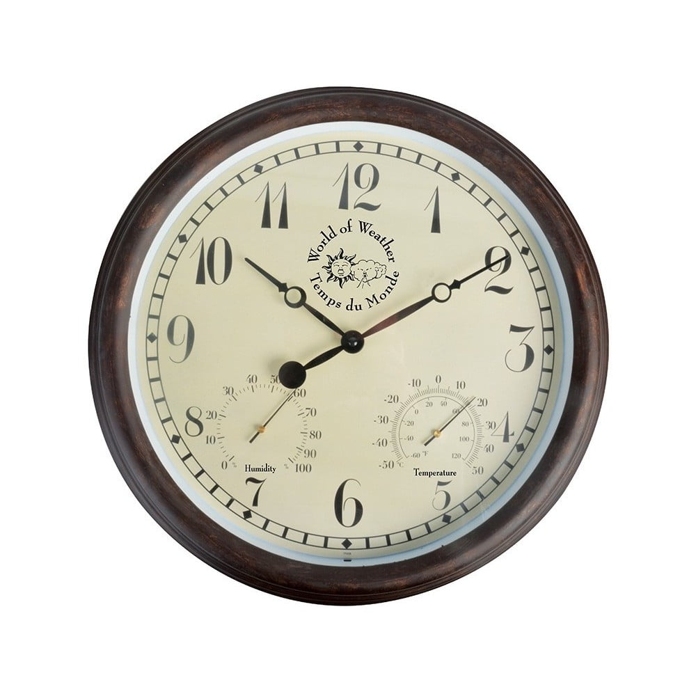 Brązowy zegar ogrodowy z termometrem Ego Dekor Minute