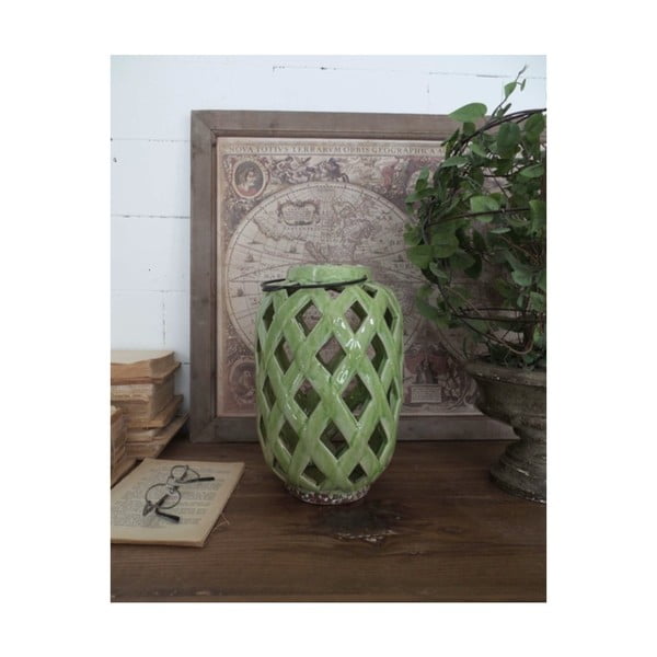 Zielona lampion ceramiczny Orchidea Milano, wys. 28 cm