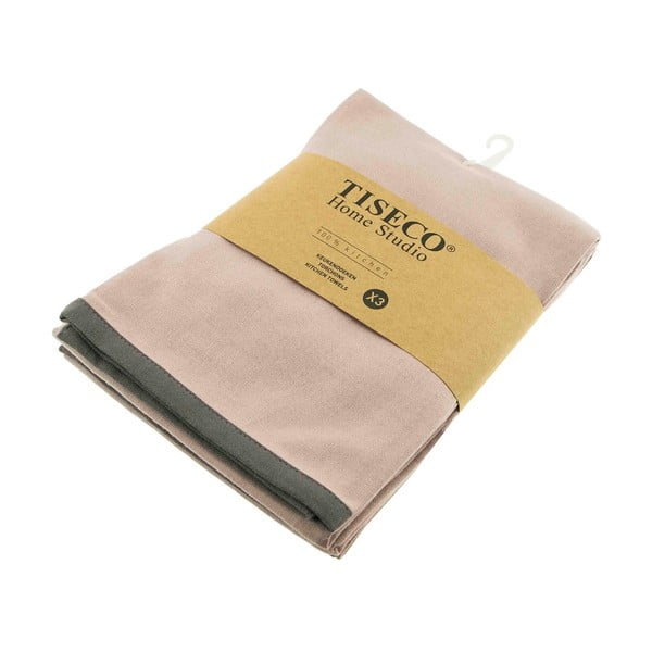 Komplet 3 beżowych bawełnianych ścierek Tiseco Home Studio, 50x70 cm