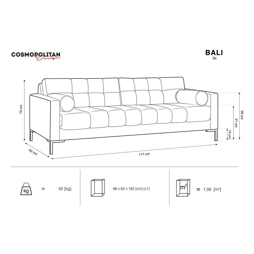 Ciemnozielona aksamitna sofa Cosmopolitan Design Bali