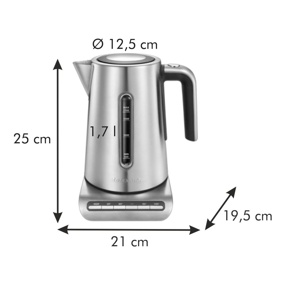 Czajnik elektryczny ze stali nierdzewnej w kolorze srebra 1.7 l President – Tescoma