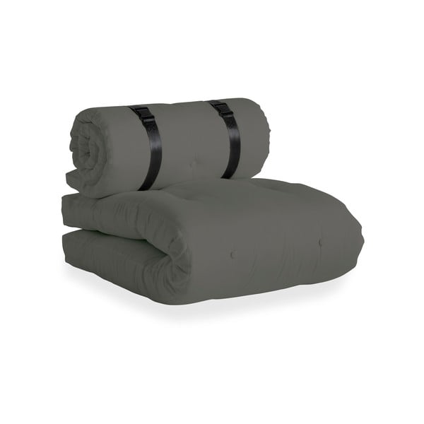 Ciemnoszary fotel rozkładany odpowiedni na zewnątrz Karup Design OUT™ Buckle Up Dark Grey