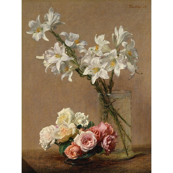 Reprodukcja obrazu Henri Fantina-Latoura – Roses and Lilies, 45x60 cm