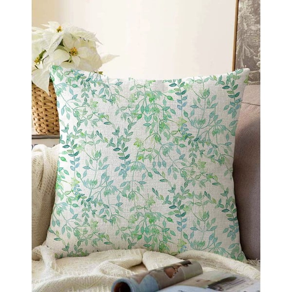 Beżowo-zielona poszewka na poduszkę z domieszką bawełny Minimalist Cushion Covers Twiggy, 55x55 cm