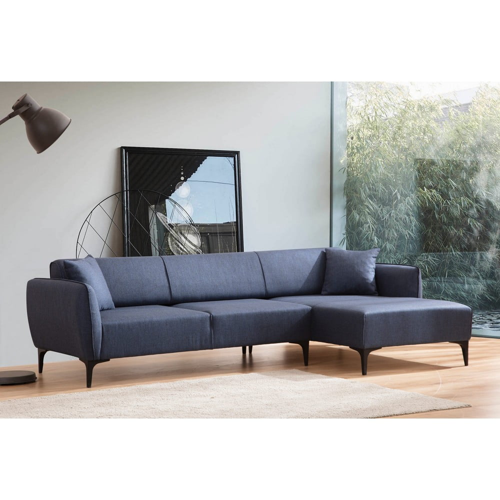 Niebieska sofa narożna Belissimo, prawy narożnik – Balcab Home