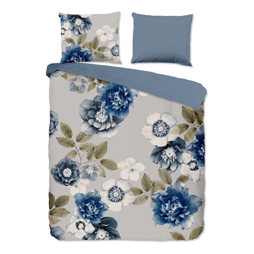 Niebiesko-szara flanelowa pościel dwuosobowa 200x220 cm Gabin – Good Morning