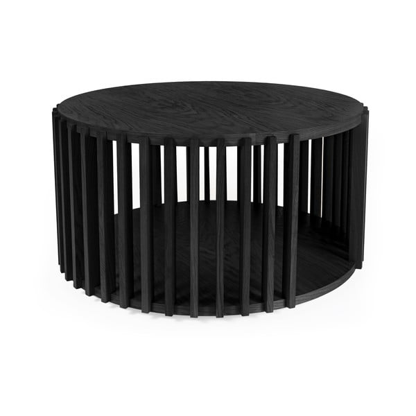 Czarny stolik z drewna dębowego Woodman Drum, ø 83 cm