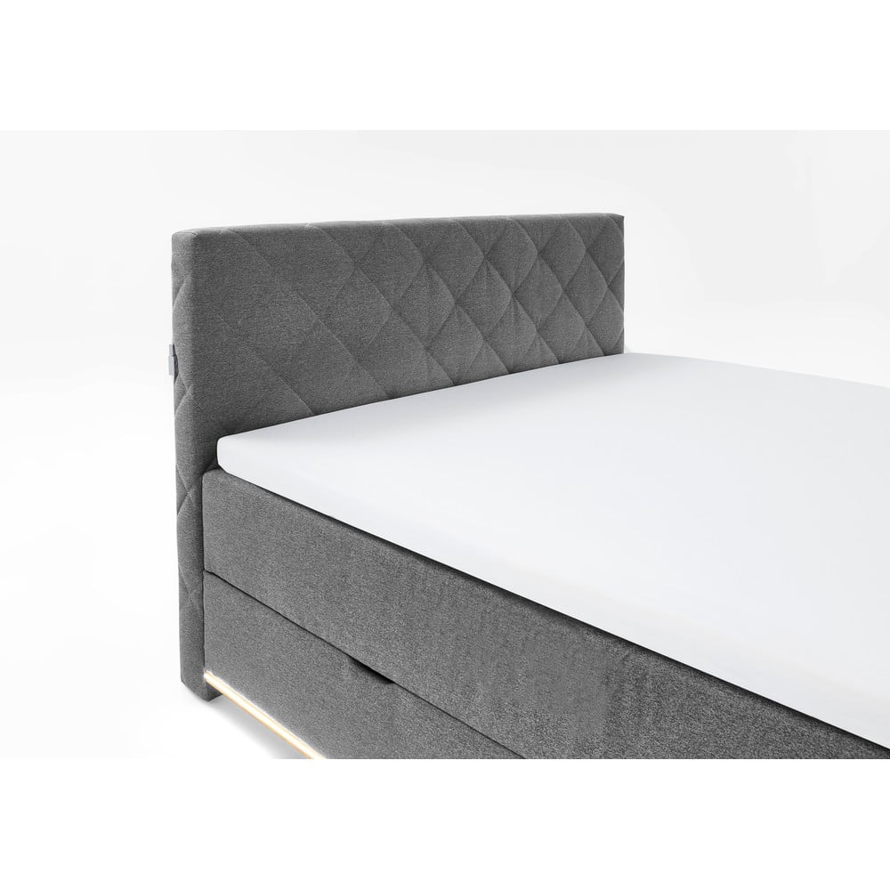 Szare łóżko boxspring ze schowkiem 180x200 cm Messina – Meise Möbel