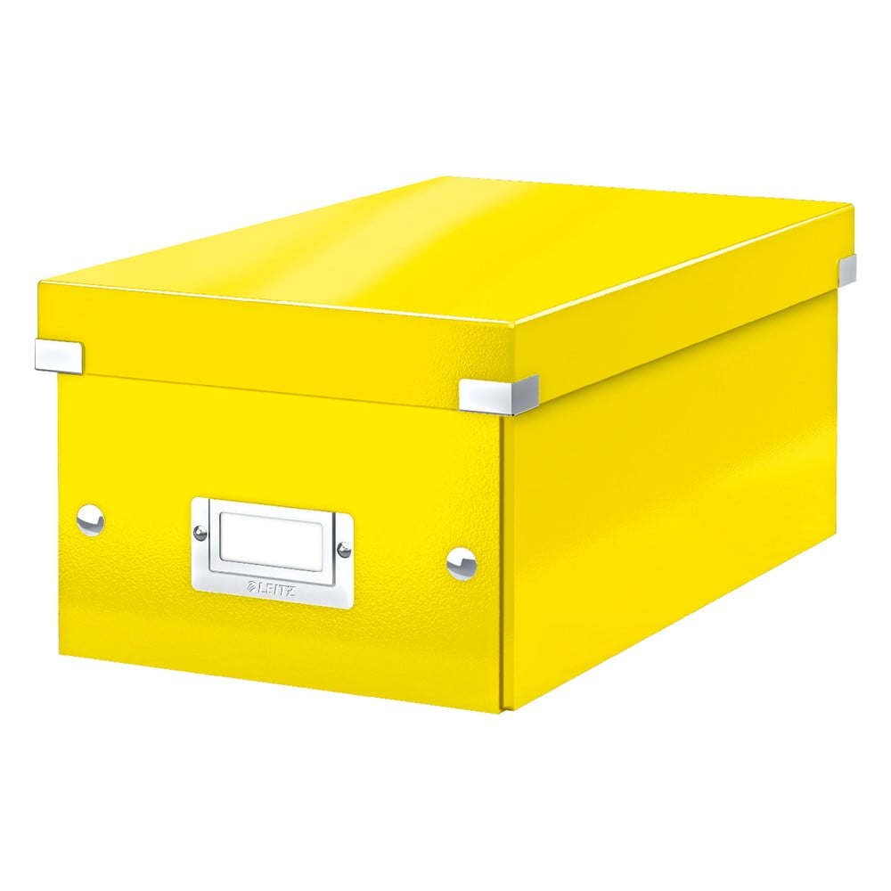 Żółte pudełko do przechowywania z pokrywką Leitz DVD Disc, dł. 35 cm