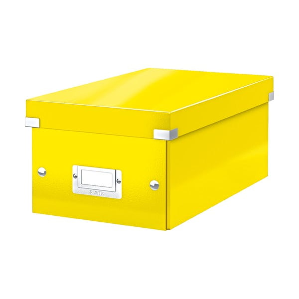 Żółte pudełko do przechowywania z pokrywką Leitz DVD Disc, dł. 35 cm