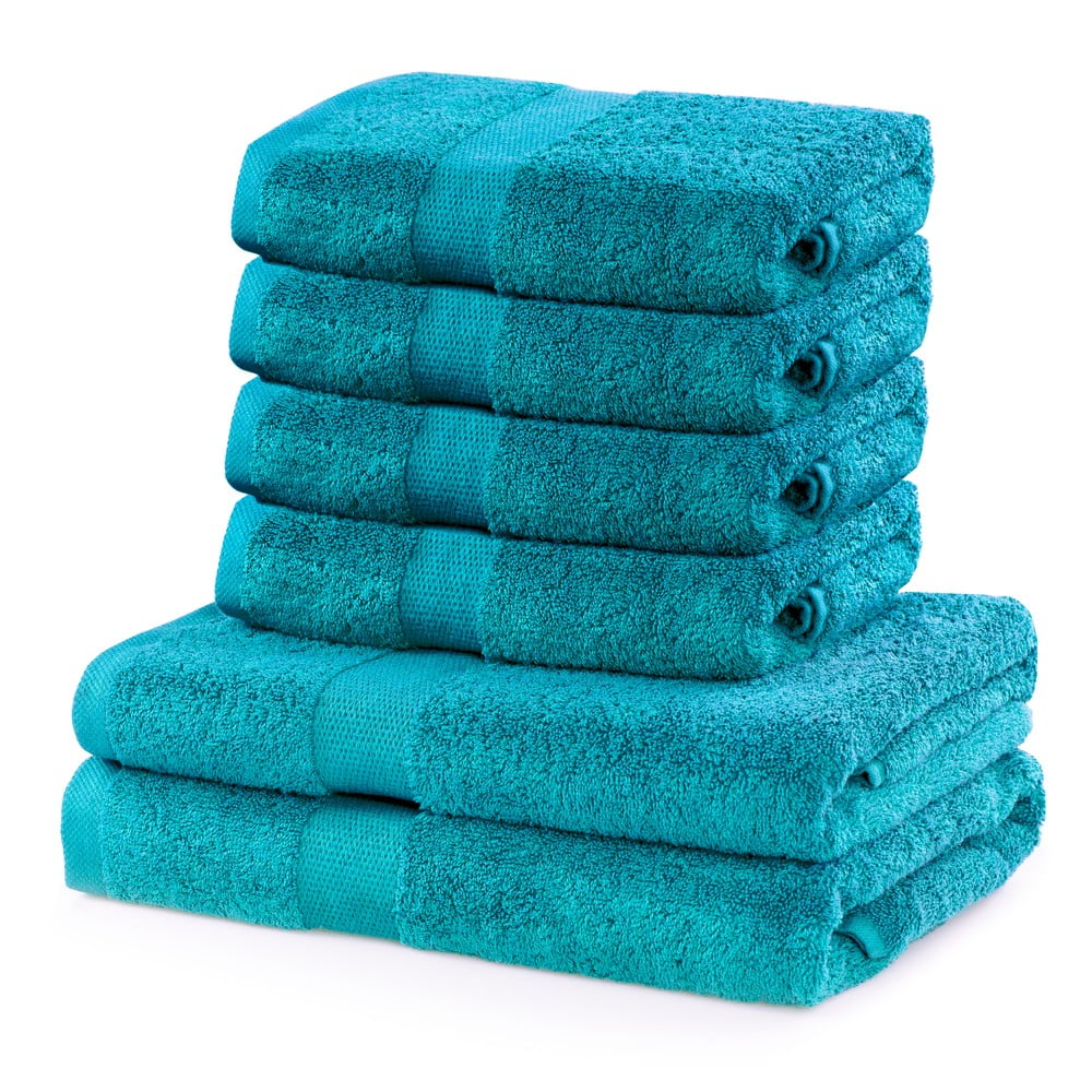 Zestaw 6 turkusowych ręczników DecoKing Marina