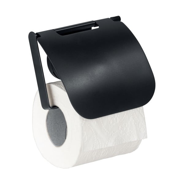 Czarny uchwyt ścienny na papier toaletowy Wenko Static-Loc® Plus