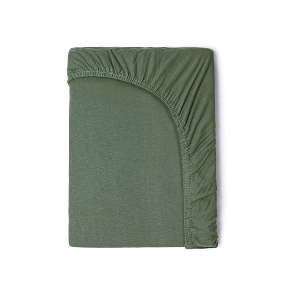 Dziecięce zielone bawełniane prześcieradło elastyczne Good Morning, 70x140/150 cm