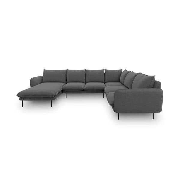 Ciemnoszara sofa w kształcie litery U Cosmopolitan Design Vienna, prawostronna