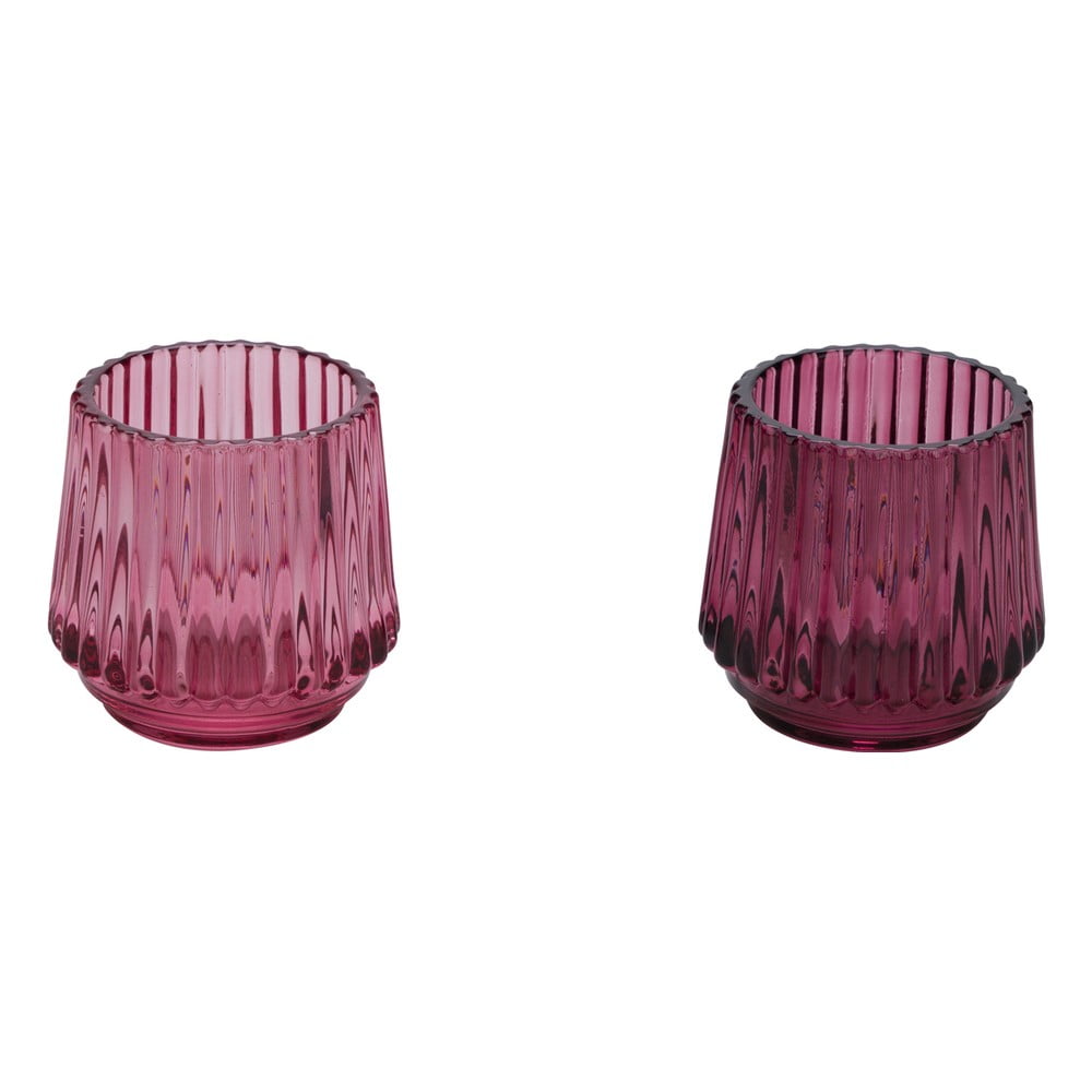 Zestaw 2 różowych szklanych świeczników na tealighty Ego Dekor, ø 7 cm