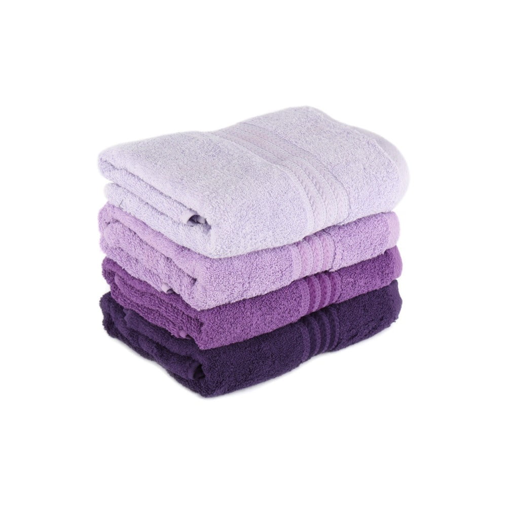Zestaw 4 fioletowych ręczników kąpielowych Rainbow Violet, 70x140 cm
