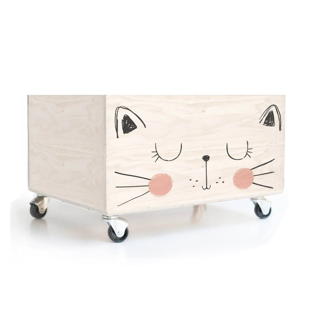 Pojemnik drewniany na kółkach Little Nice Things Cat