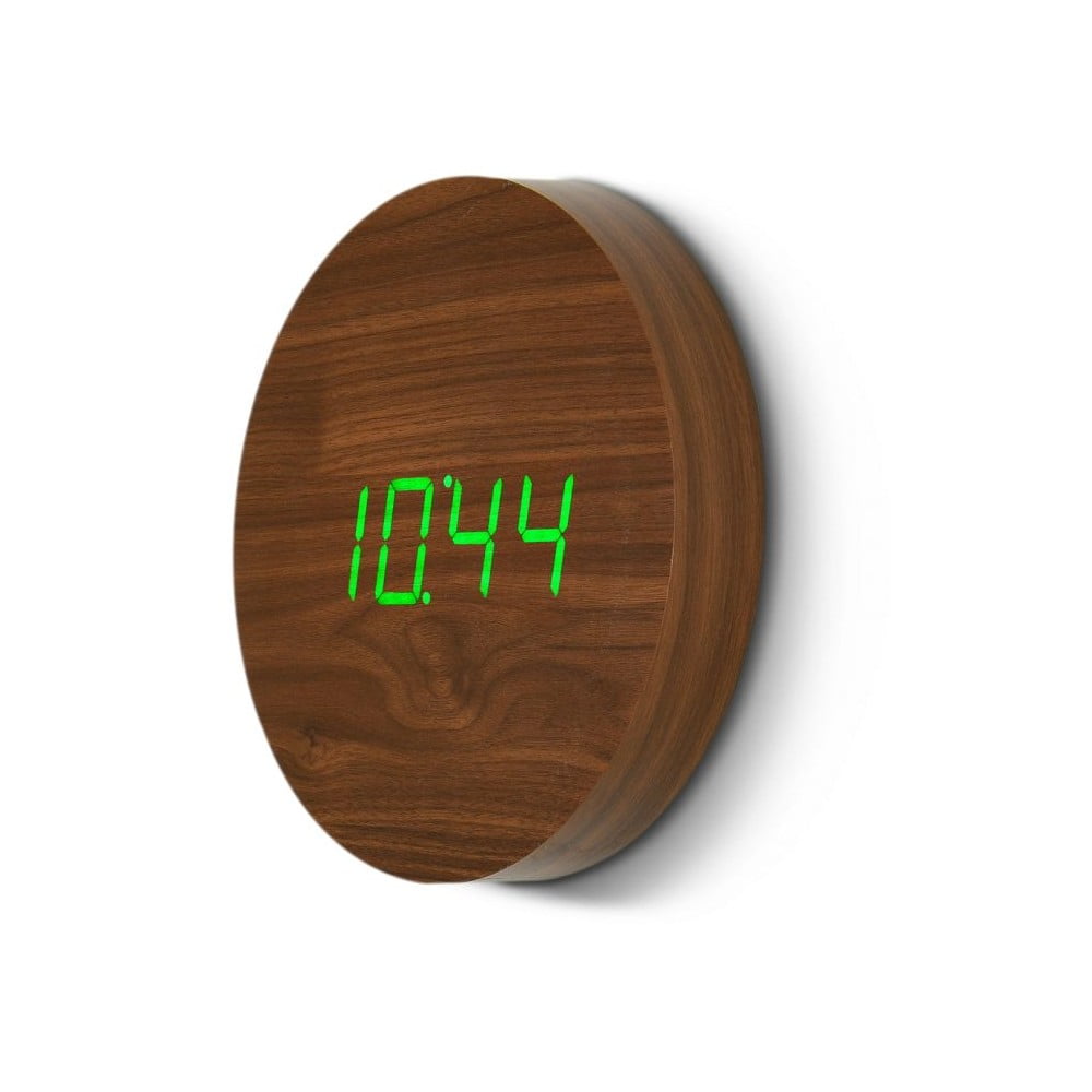 Фото - Радіоприймач / годинник Gingko Brązowy zegar ścienny z zielonym wyświetlaczem LED  Square brązowy,z 
