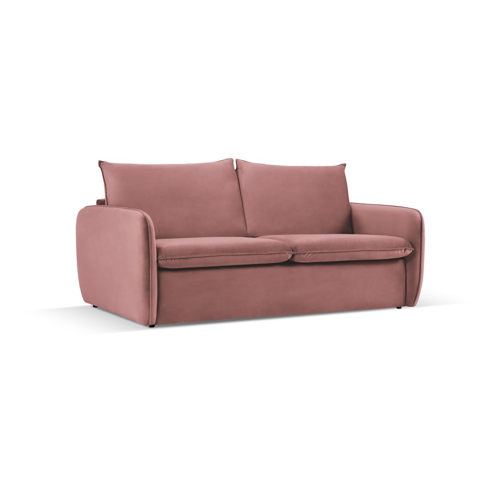 Różowa aksamitna rozkładana sofa 214 cm Vienna – Cosmopolitan Design