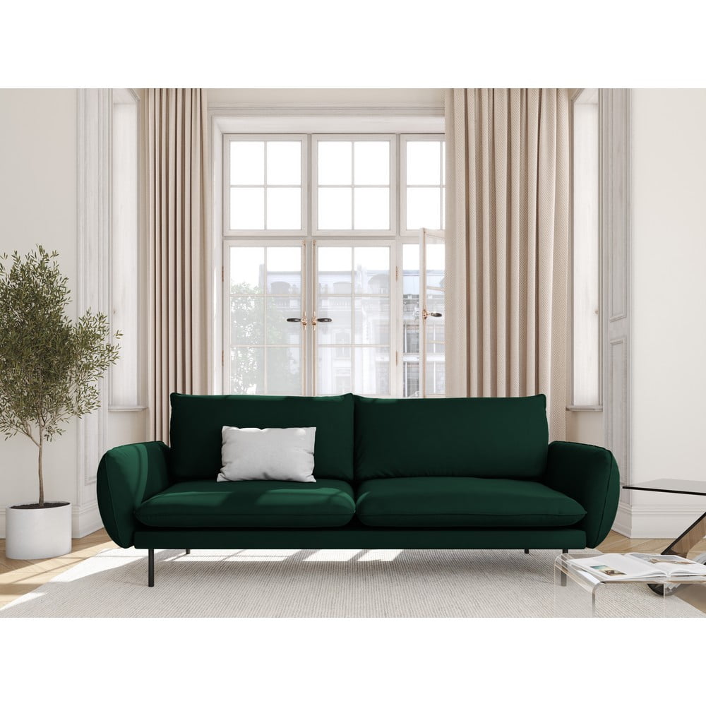 Ciemnozielona aksamitna sofa 230 cm Vienna – Cosmopolitan Design