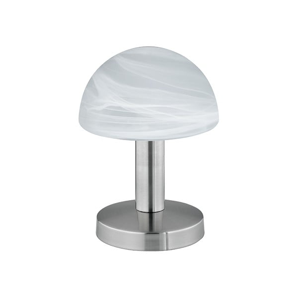 Lampa stołowa w srebrnym kolorze Trio Fynn, wys. 21 cm