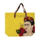Żółta torba płócienna z uchem z ekoskóry Madre Selva Frida Roses, 55x40 cm