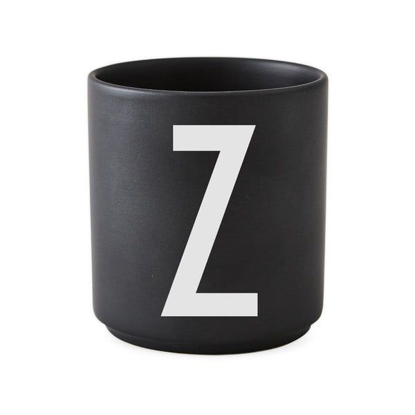 Czarny porcelanowy kubek Design Letters Alphabet Z, 250 ml