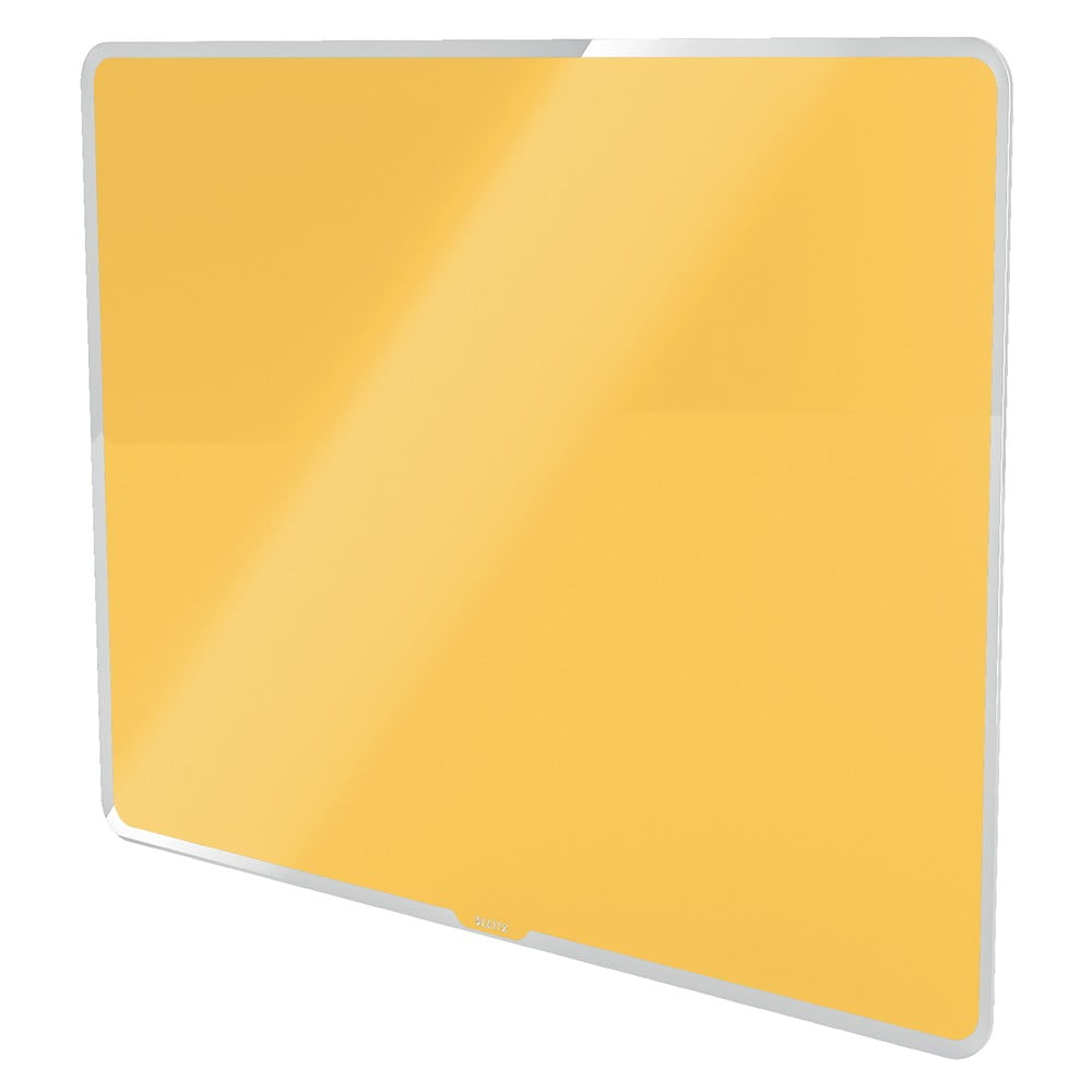 Żółta szklana tablica magnetyczna Leitz Cosy, 80x60 cm