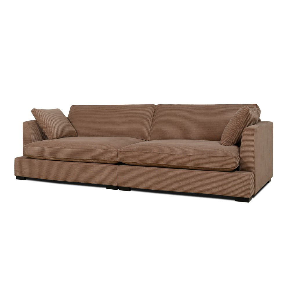 Jasnobrązowa sztruksowa sofa 266 cm Mobby – Scandic