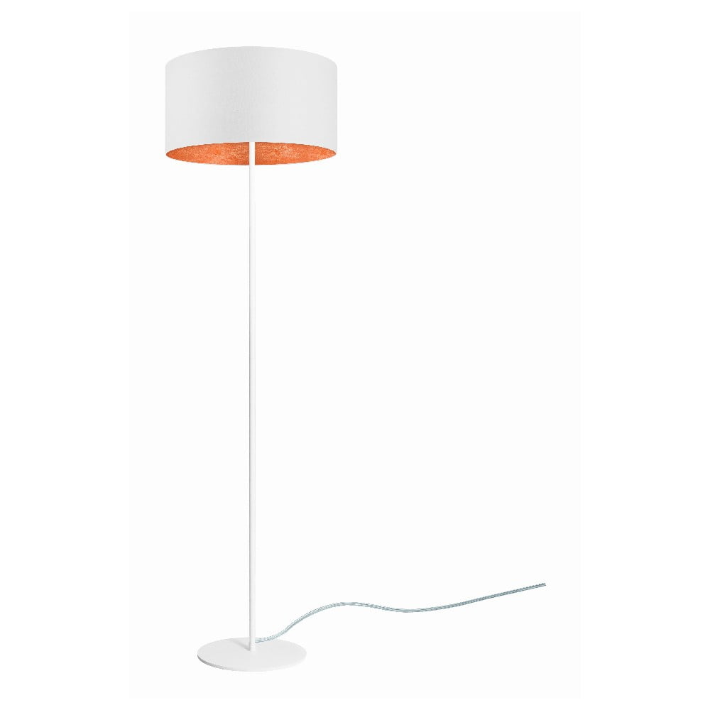 Biała lampa stojąca z detalem w miedzianym kolorze Sotto Luce Mika, ⌀ 40 cm