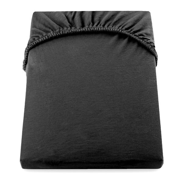 Czarne prześcieradło elastyczne DecoKing Nephrite, 180/200x200 cm