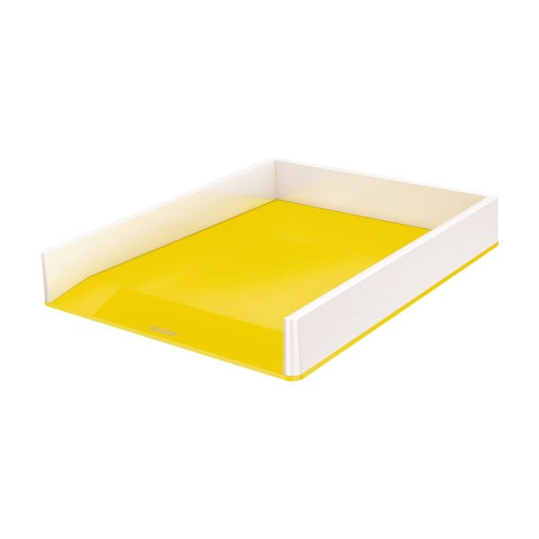 Biało-żółta półka na dokumenty Leitz WOW