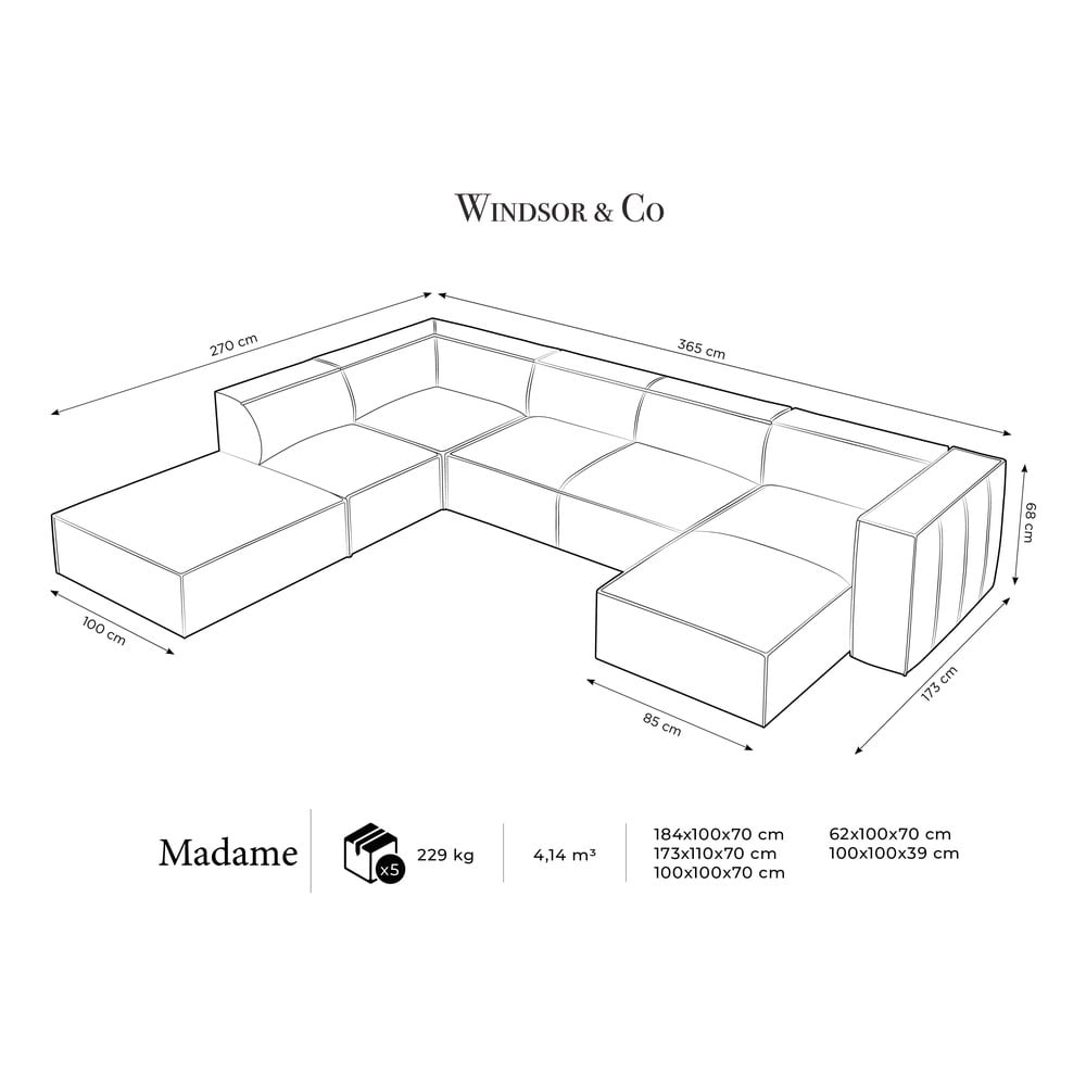 Jasnoszary narożnik (lewostronny) Madame – Windsor & Co Sofas