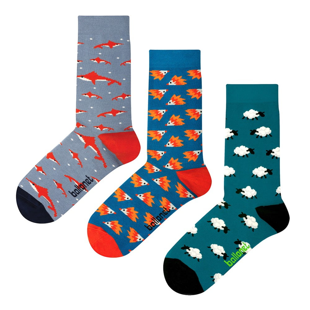 Zestaw 3 par skarpetek Ballonet Socks Novelty Animal w opakowaniu podarunkowym, rozmiar 36 - 40