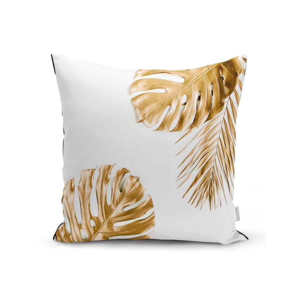 Poszewka na poduszkę Minimalist Cushion Covers Gold Gray Leaves, 45x45 cm
