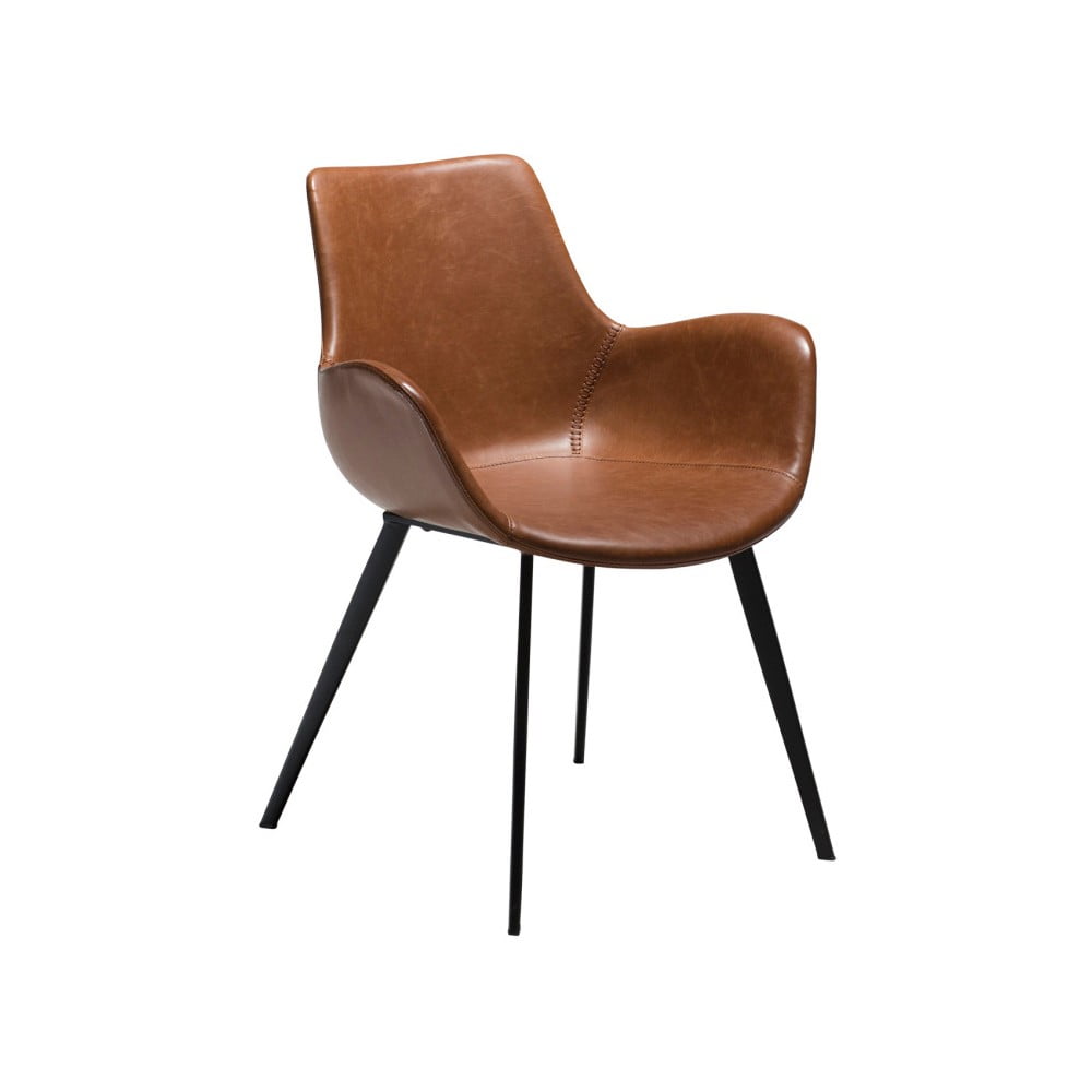 Jasnobrązowe krzesło ze skóry ekologicznej z podłokietnikami DAN-FORM Denmark Hype