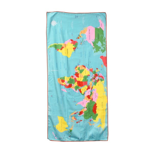 Kolorowy ręcznik z mikrowłókna Rex London World Map, 70 x 150 cm