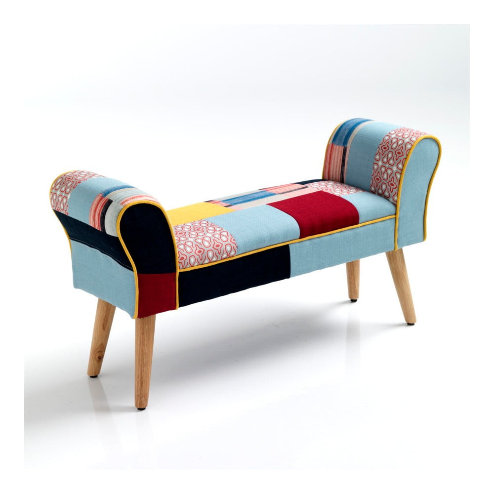 Kolorowa ławka z nogami z drewna dębowego Tomasucci Kaleidos