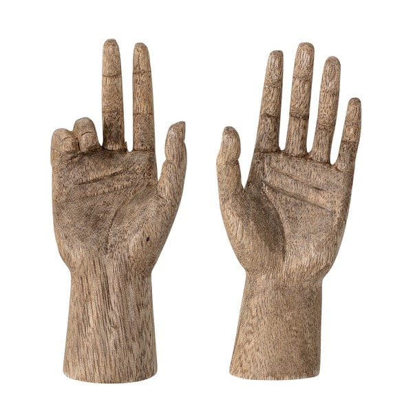 Zestaw 2 figurek z drewna mangowca Bloomingville Teis Deco, wys. 13 cm