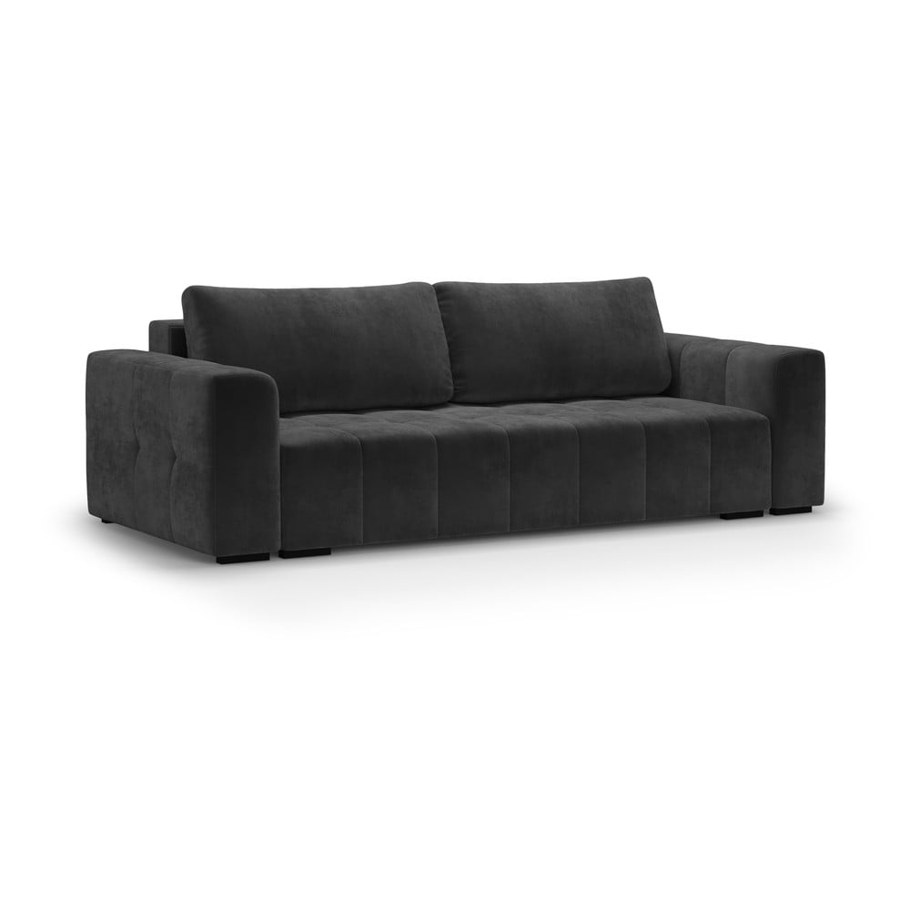 Ciemnoszara aksamitna rozkładana sofa Milo Casa Luca