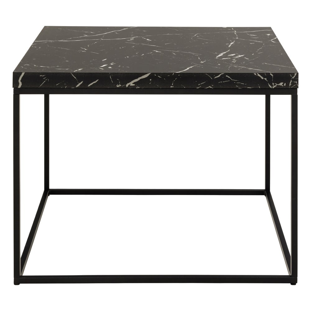 Czarny stolik z blatem w dekorze marmuru 60x60 cm Barossa – Actona