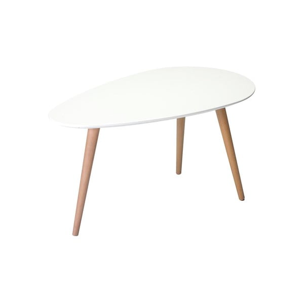 Biały stolik z nogami z drewna bukowego Furnhouse Fly, 75x43 cm