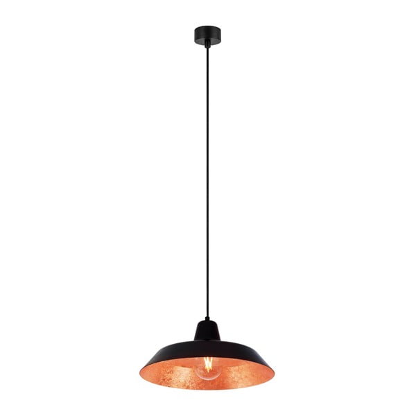Czarna lampa wisząca z wnętrzem w kolorze miedzi Bulb Attack Cinco, ⌀ 35 cm