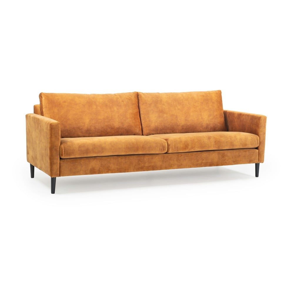 Żółta sofa z aksamitnym obiciem Scandic Adagio, szer. 220 cm