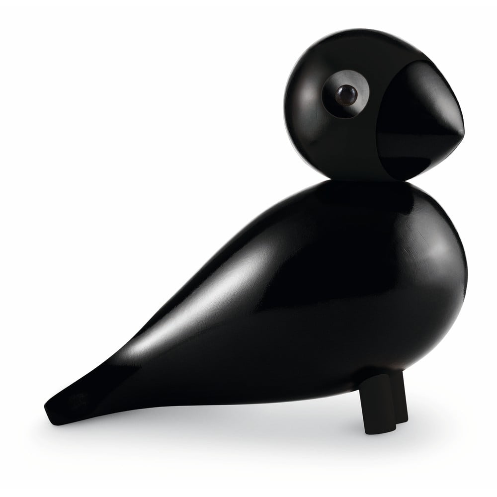 Czarna figurka z litego drewna bukowego Kay Bojesen Denmark Songbird Ravn