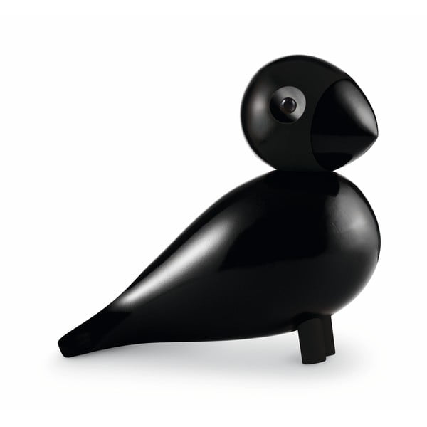 Czarna figurka z litego drewna bukowego Kay Bojesen Denmark Songbird Ravn