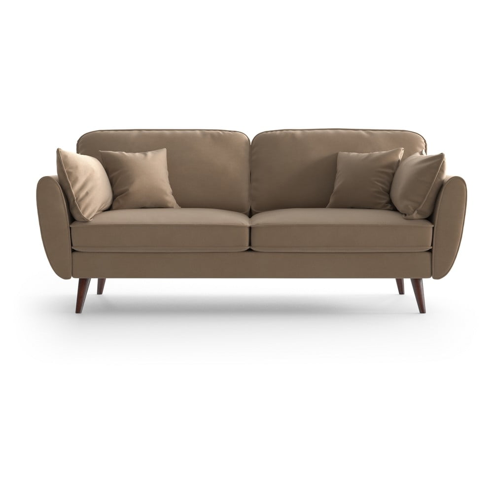 Karmelowa aksamitna sofa My Pop Design Auteuil