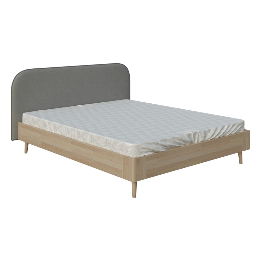 Szare łóżko dwuosobowe DlaSpania Lagom Plain Wood, 140x200 cm